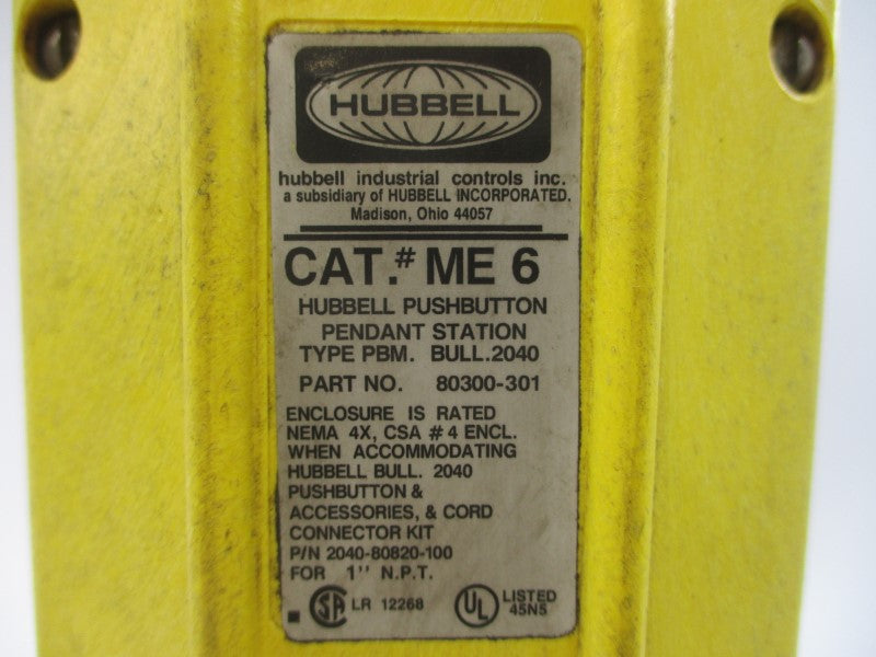 HUBBELL ME6 80300-301 W/BUTTONS UNMP