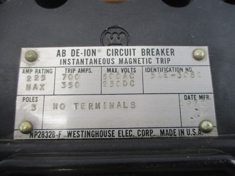 WESTINGHOUSE 51E-3082 600VAC 225A UNMP