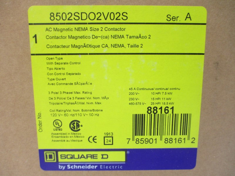 SQUARE D 8502SDO2V02S SER. A 110/120V 45A NSMP