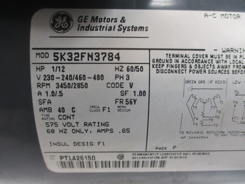 GENERAL ELECTRIC 5K32FN3784 230-240/460-480V 1.0/.5A NSNP