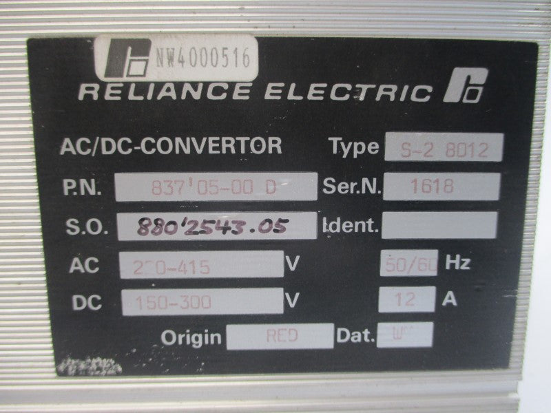 RELIANCE ELECTRIC 837'05-00D S-28012 220-415VAC 12A UNMP