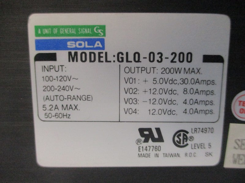 SOLA GLQ-03-200 200-240V 5.2A UNMP