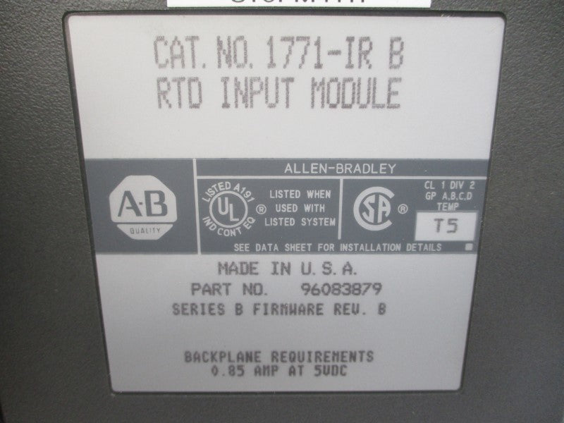ALLEN BRADLEY 1771-IR SER. B 5VDC 0.85A REV. B NSMP