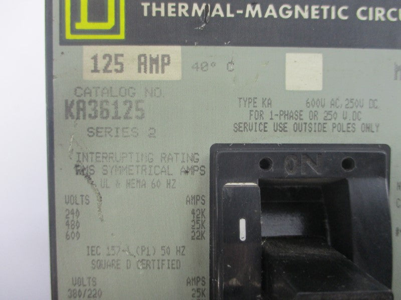 SQUARE D KA36125 SER. 2 125A 415V (GREY) UNMP