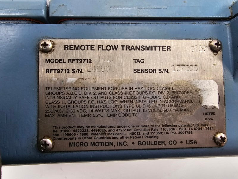 MICRO MOTION RFT97121PRU 115/230VAC UNMP