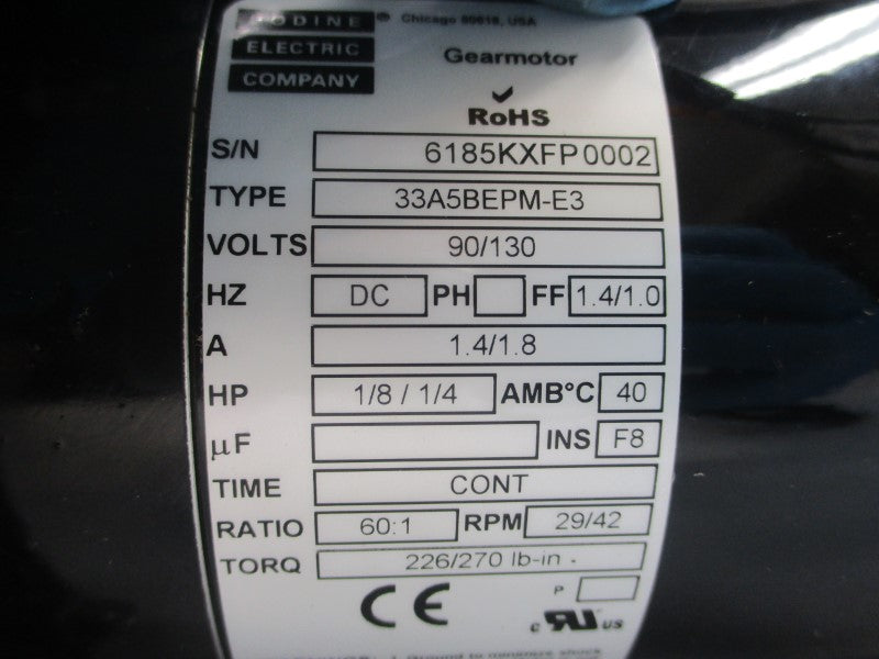 BODINE ELECTRIC 33A5BEPM-E3 90/130VDC 1.4/1.8A NSMP