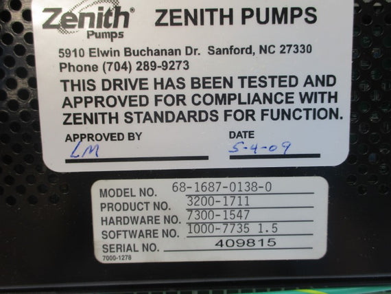 ZENITH PUMPS 68-1687-0138-0 3200-1711 115/230VAC 15.0A NSNP