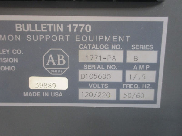 ALLEN BRADLEY 1771-PA SER. B 120/220V 1/.5A NSNP