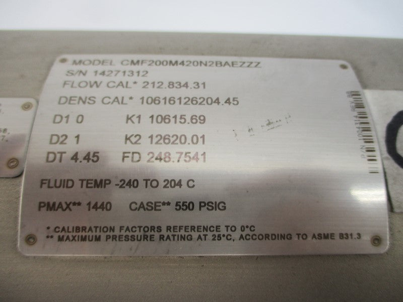 MICRO MOTION CMF200M420N2BAEZZZ 17.3V 550PSI NSNP