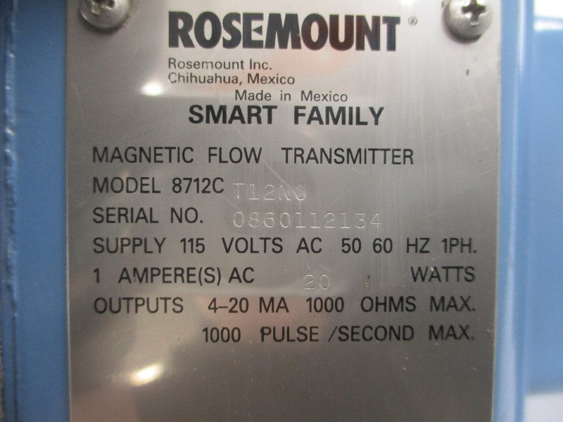 ROSEMOUNT 8712CT12N0 115VAC 1A 740PSI UNMP