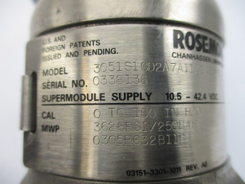 ROSEMOUNT 3051S1CD2A7A11A1AE5M5 10.5-42.4VDC 3626PSI NSNP