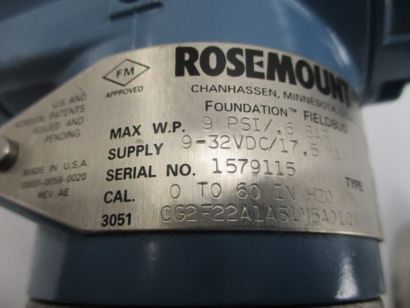 ROSEMOUNT 3051CG2F22A1AS1M5A01Q4 9-32VDC 9PSI NSNP