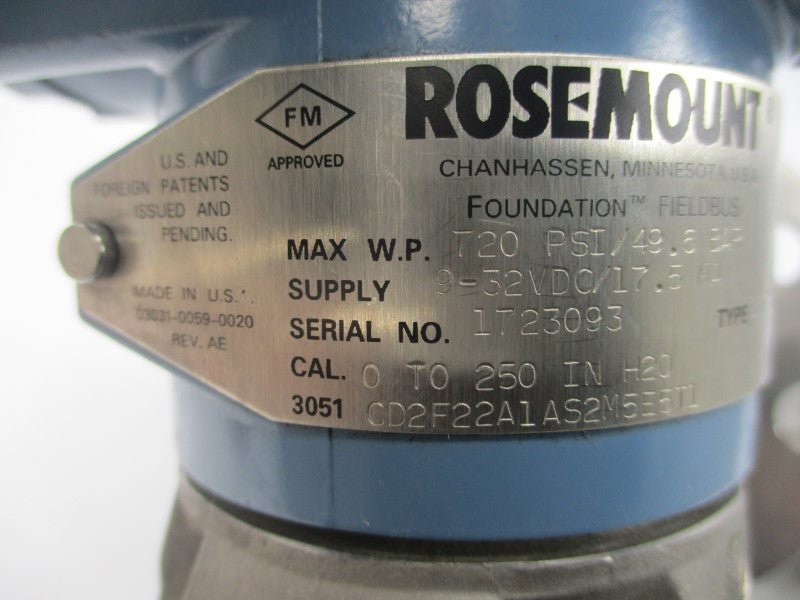 ROSEMOUNT 3051CD2F22A1AS2M5E5T1 9-32VDC 720PSI NSNP