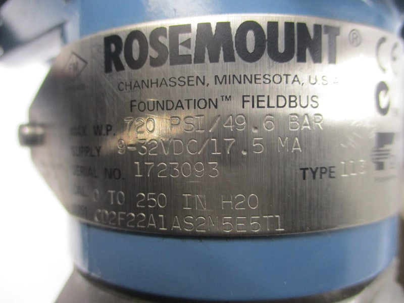 ROSEMOUNT 3051CD2F22A1AS2M5E5T1 9-32VDC 720PSI NSNP