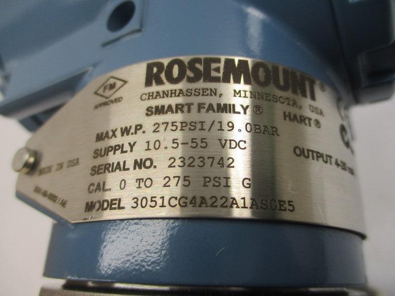ROSEMOUNT 3051CG4A22A1AS0E5 10.5-55VDC 275PSI NSMP