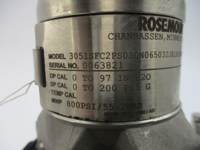 ROSEMOUNT 3051SFC2PS030N065032JA1A5K5M5 800PSI NSNP
