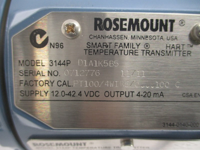 ROSEMOUNT 3144PD1A1K5B5 12.0-42.4VDC NSNP