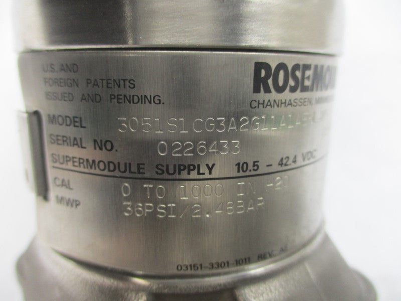 ROSEMOUNT 3051S1CG3A2G11A1AE5L4M5 10.5-42.4VDC 36PSI NSNP