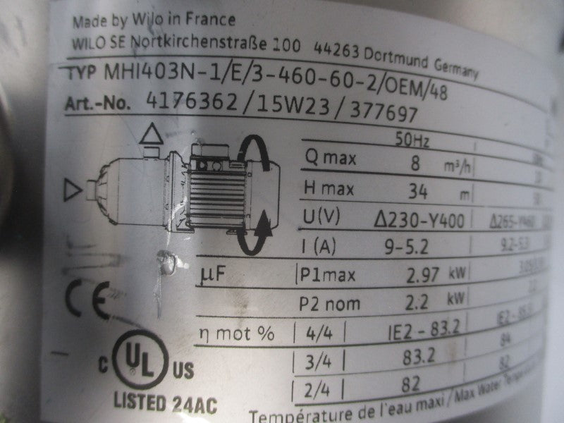 WILO MH1403N-1/E/3-460-60-2/OEM/48 230-400V 9-5.2A NSNP