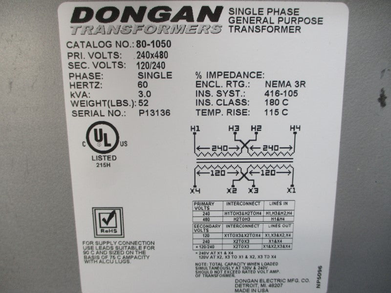 DONGAN 80-1050 240/480V NSNP