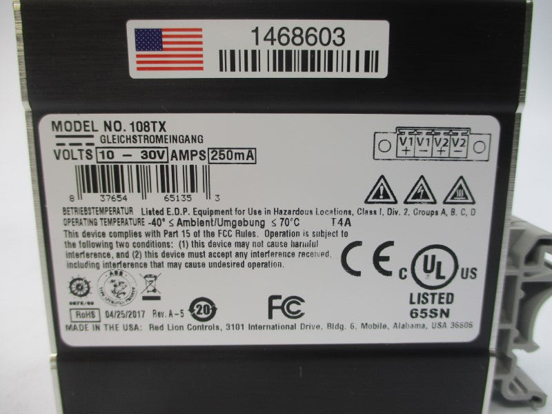 RED LION CONTROLS 108TX 10-30V 250A REV. A-5 NSMP