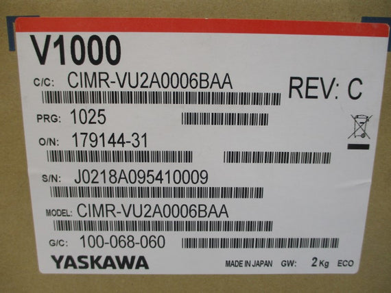 YASKAWA ELECTRIC CIMR-VU2A0006BAA 200-240VAC 7.3/5.8A REV. C NSMP