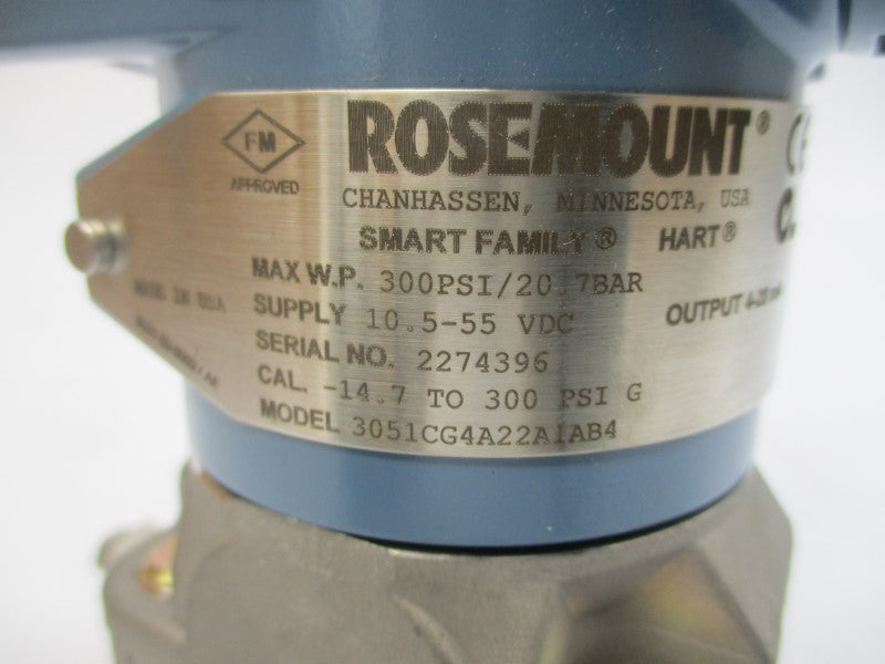 ROSEMOUNT 3051CG4A22A1AB4 10.5-55VDC 300PSI NSMP