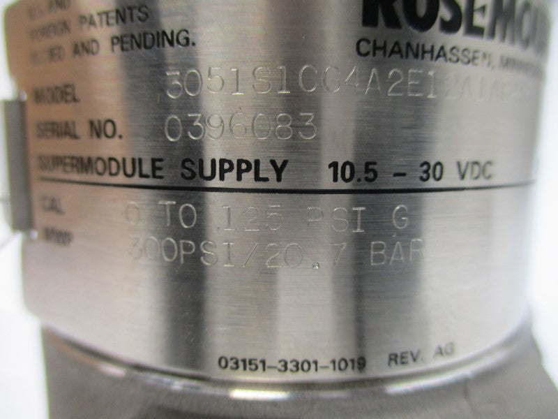ROSEMOUNT 3051S1CG4A2E12A1AB4K5 10.5-30VDC 125PSI NSMP