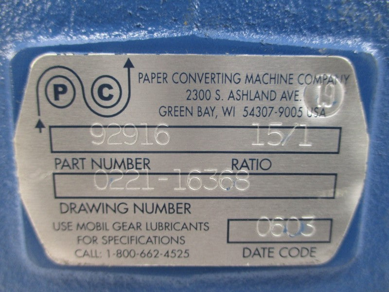 PAPER CONVERTING MACHINE 92916-0221 16368 NSNP