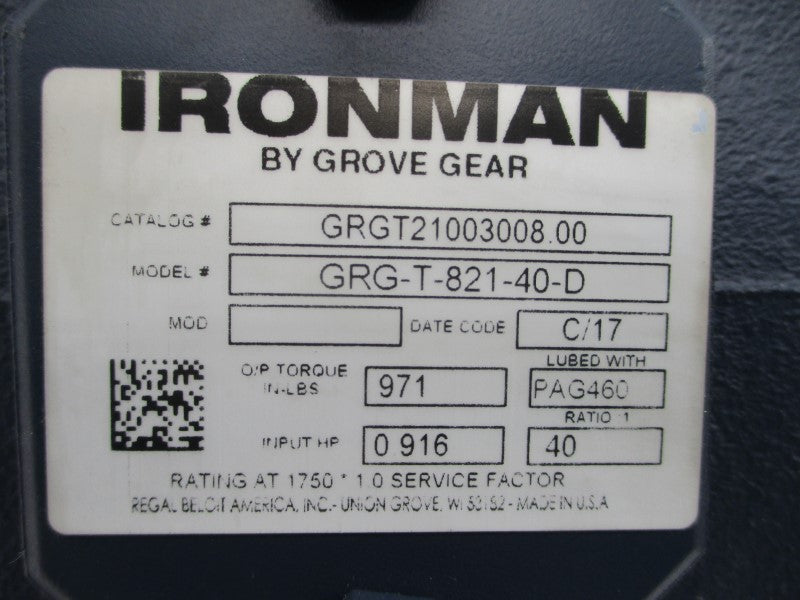 GROVE GEAR GRGT21003008.00 GRG-T-821-40-D NSNP