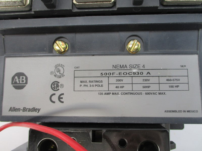 ALLEN BRADLEY 500F-EOC930 SER. A 575-600V 135A NSNP