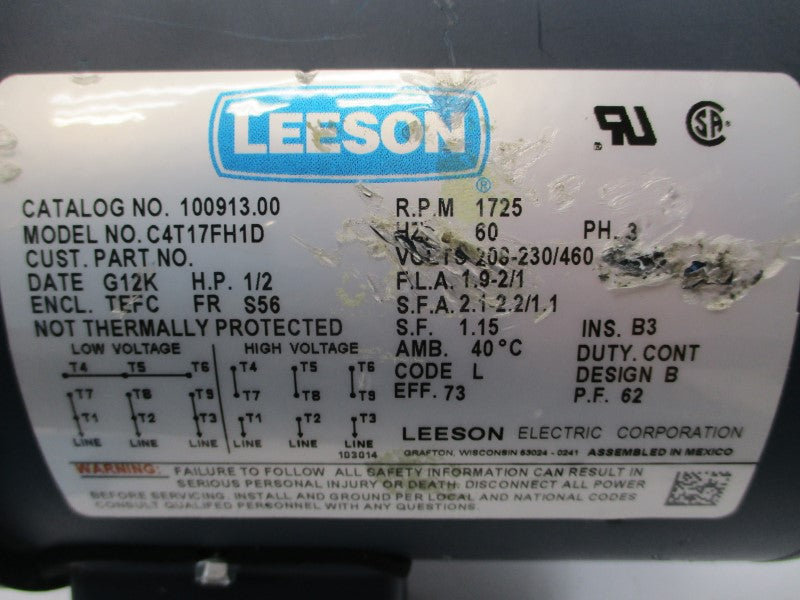 LEESON 100913.00 C4T17FH1D 208-230/460V 1.9-2/1A NSNP