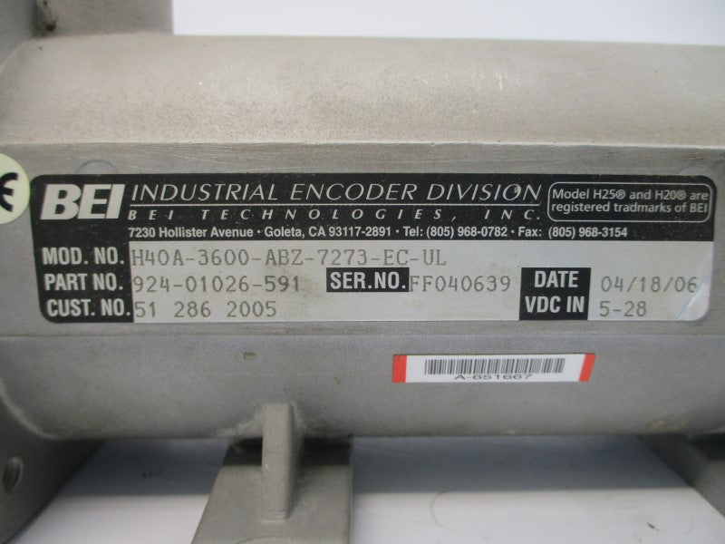 BEI H40A-3600-ABZ-7273-EC-UL 924-01026-591 5-28VDC UNMP
