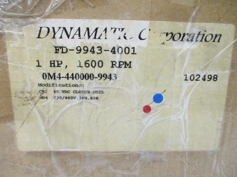 DYNAMATIC FD-009943-4001 M4-440000-9943 40VDC 1.25A (AS PICTURED) NSMP
