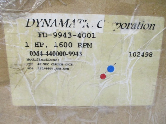 DYNAMATIC FD-009943-4001 M4-440000-9943 40VDC 1.25A (AS PICTURED) NSMP