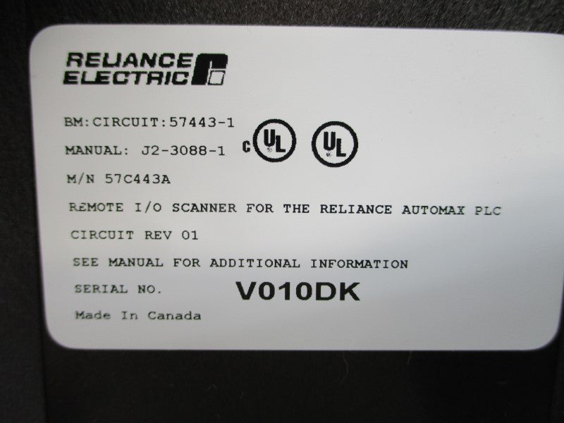 RELIANCE ELECTRIC 57443-1 57C443A REV. 01 NSNP