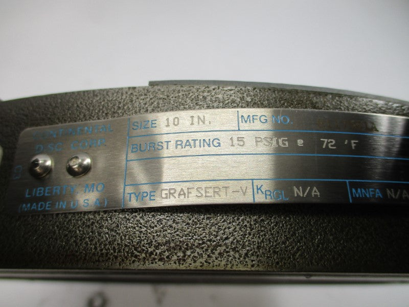 CONTINENTAL DISC GRAFSERT-V 8117541A 15PSI 10" NSNP