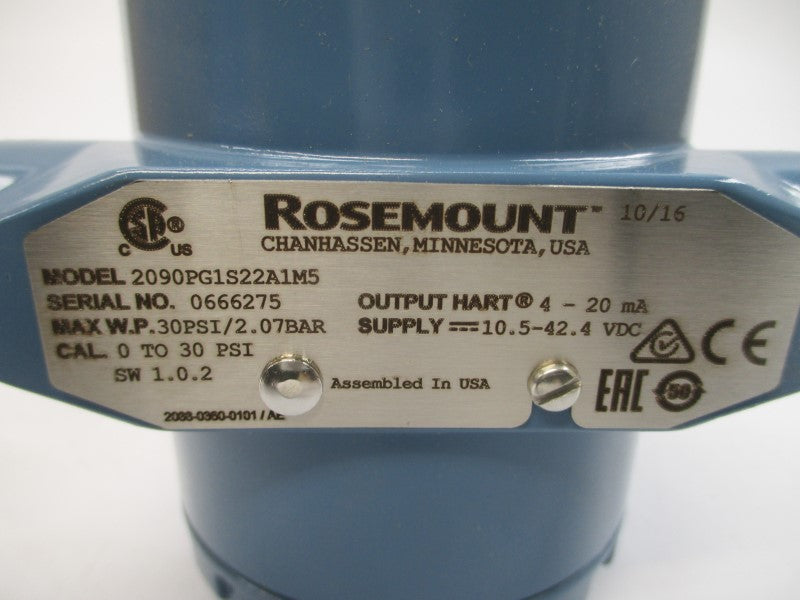 ROSEMOUNT 2090PG1S22A1M5 10.5-42.4VDC 30PSI NSMP