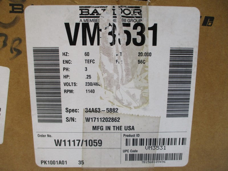 BALDOR VM3531 34A63-5882 230/460V 1.4/.7A NSMP