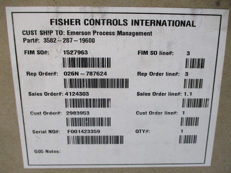 FISHER CONTROLS 3582-287-19600 3582 3-15PSI NSMP