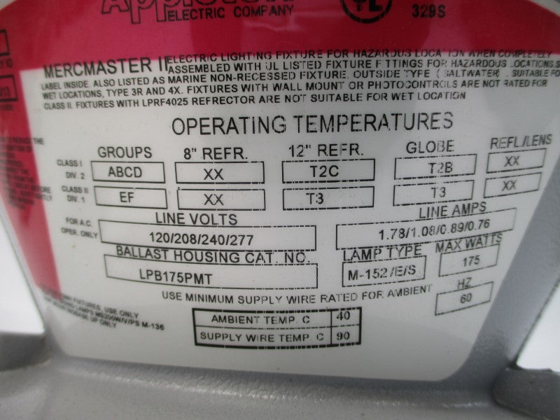 APPLETON LPB175PMT 277V 1.78A NSNP