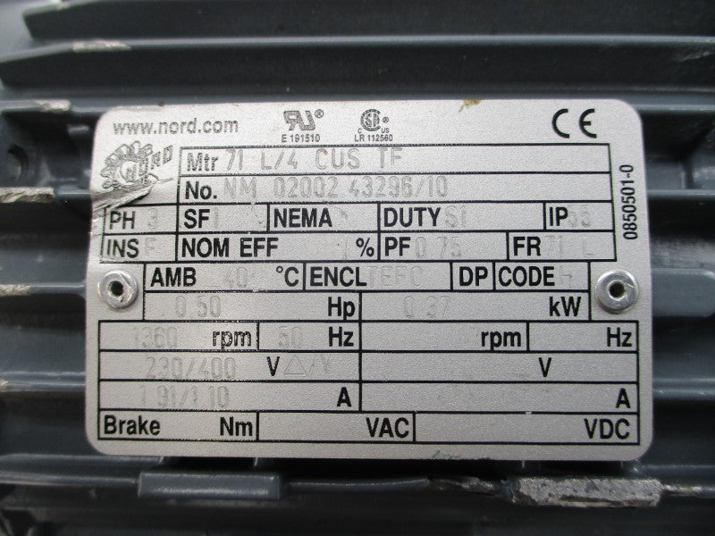 NORD 71L/4CUSTF 1SM40VF-71L/4CUS 230/400V 1.91/1.10A NSNP