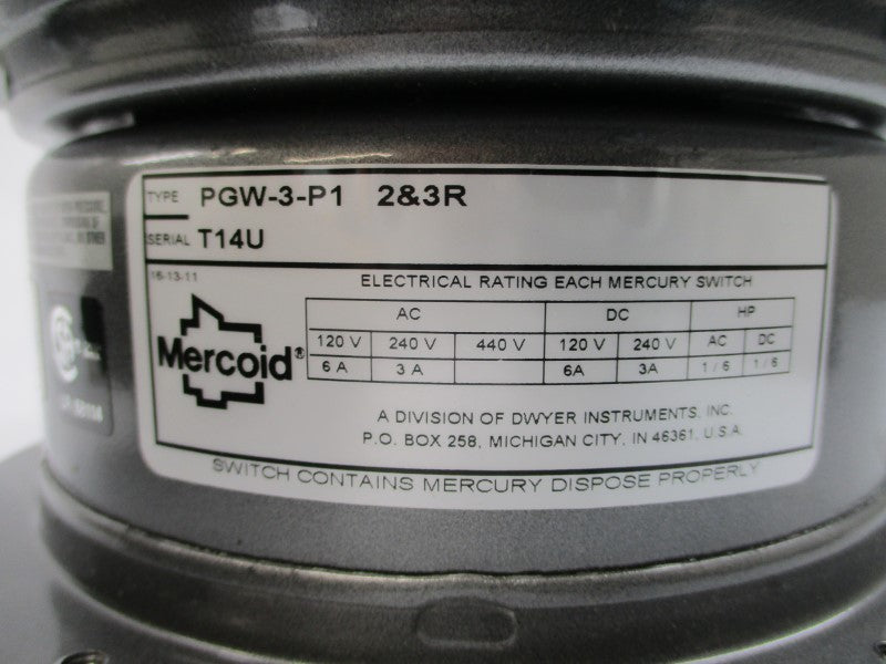 MERCOID PGW-3-P1 440VAC 3/6A 15PSI NSMP