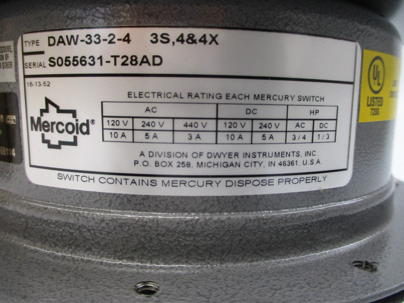 MERCOID DAW-33-2-4 440VAC 10A 1-35PSI NSMP