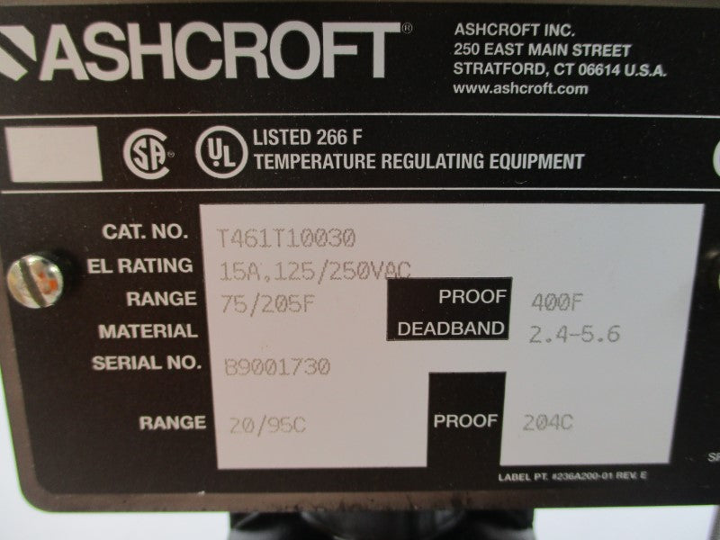 ASHCROFT T461T10030 125/250VAC 15A NSMP