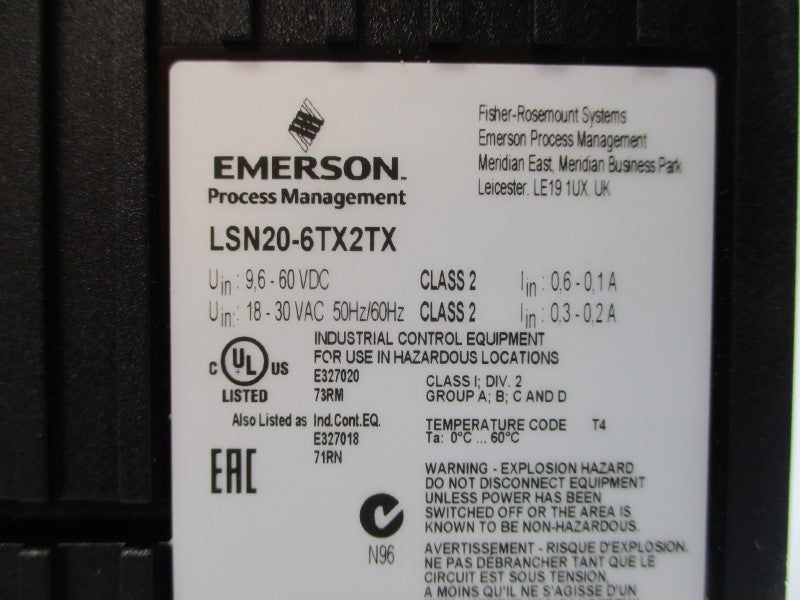 EMERSON LSN20-6TX2TX 12P7104X012 18-30VAC 0.6-0.1A NSMP