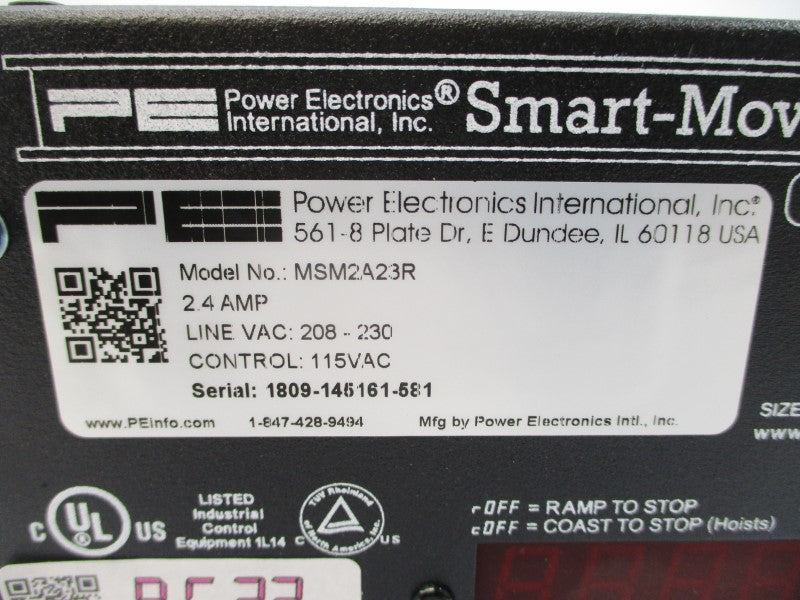 POWER ELECTRONICS INTERNATIONAL MSM2A23R 208-230VAC 2.4A NSMP