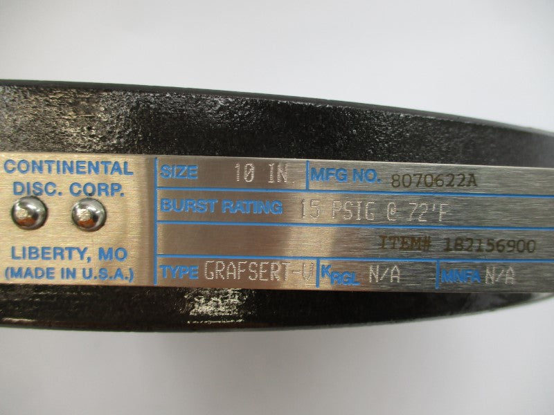 CONTINENTAL DISC 8070622A GRAFSERT-V 15PSI 10" NSNP