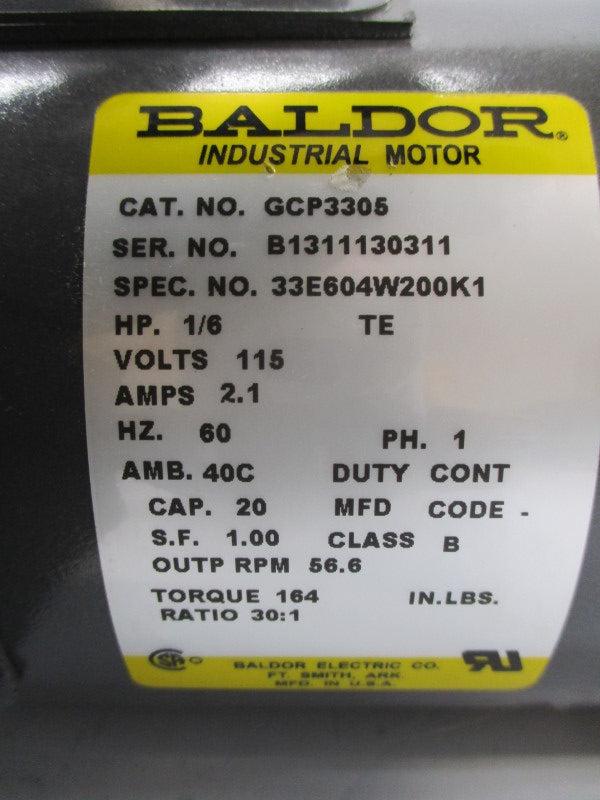 BALDOR GCP3305 33E604W200K1 115V 2.1A NSNP