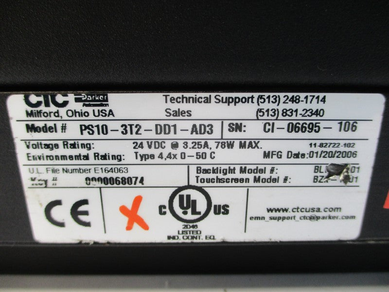 CTC PARKER PS10-3T2-DD1-AD3 24VDC 3.25A UNMP